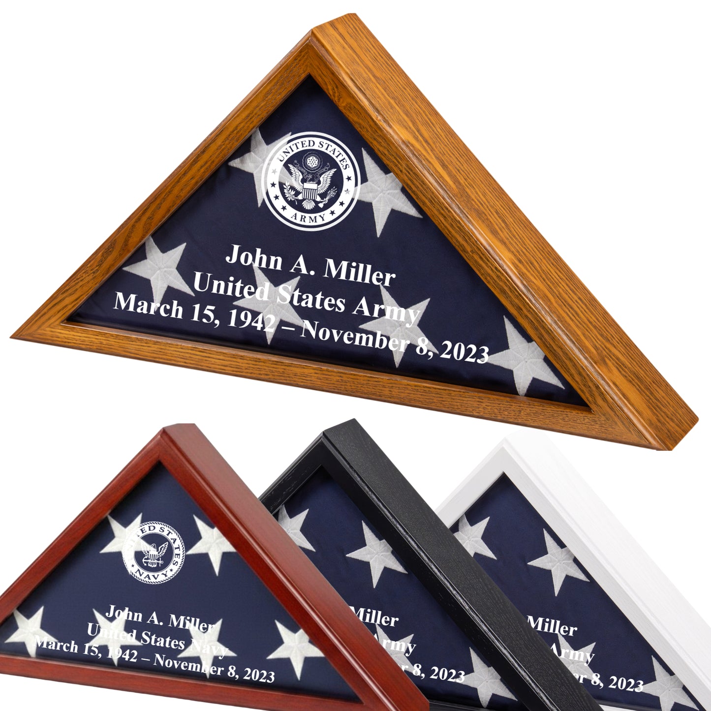 Personalized Flag Display Case for 5' x 9.5' Flag – All Military Branches Available, Veteran Memorial Display Case with Glass Front