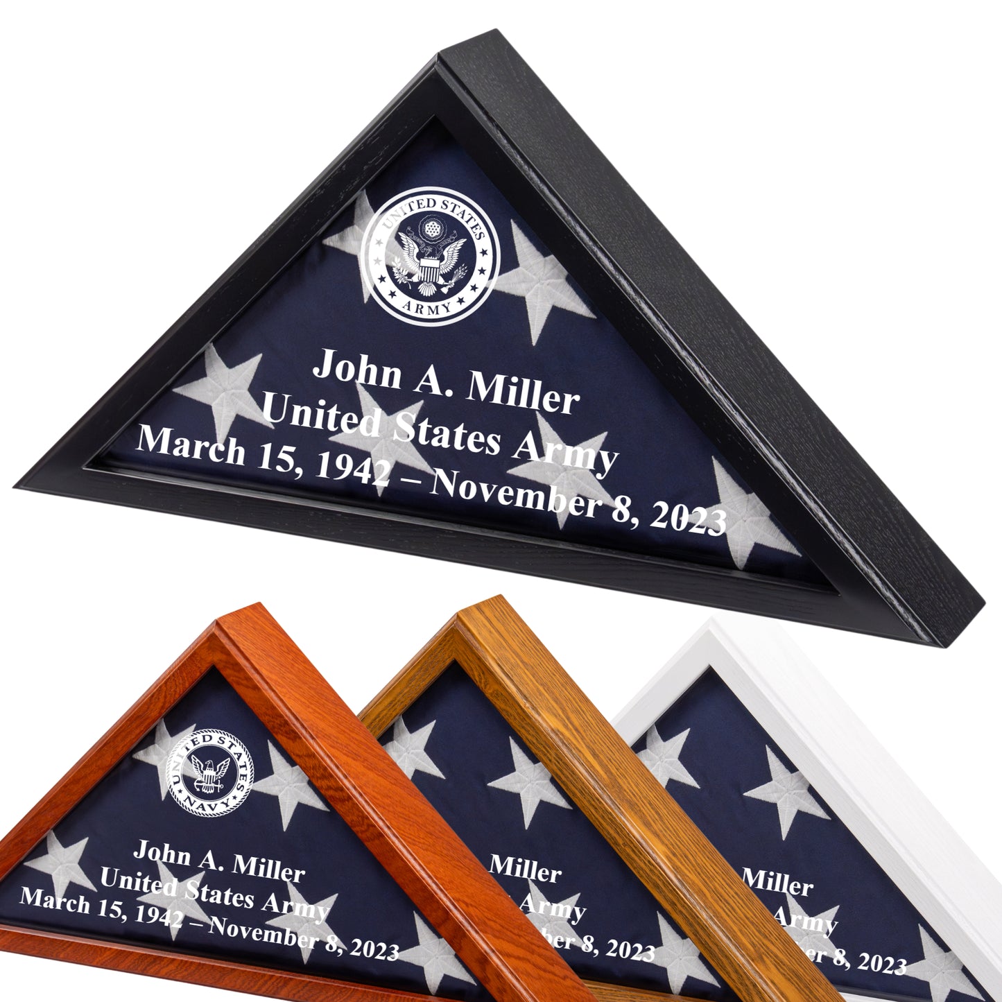 Personalized Flag Display Case for 5' x 9.5' Flag – All Military Branches Available, Veteran Memorial Display Case with Glass Front