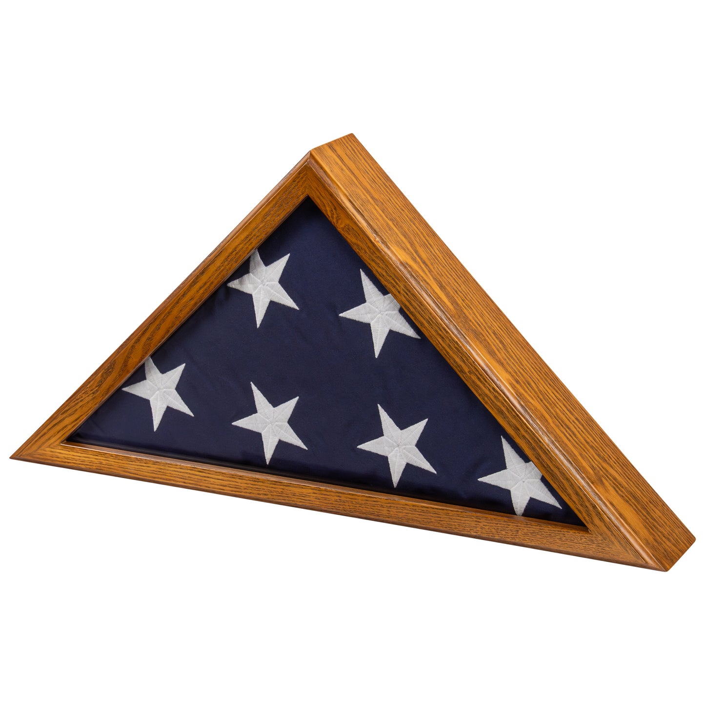 Military Flag Display Case for 5'x9.5' American Flag — Solid Wood Rustic Brown, Glass Front, Wall Mount or Tabletop