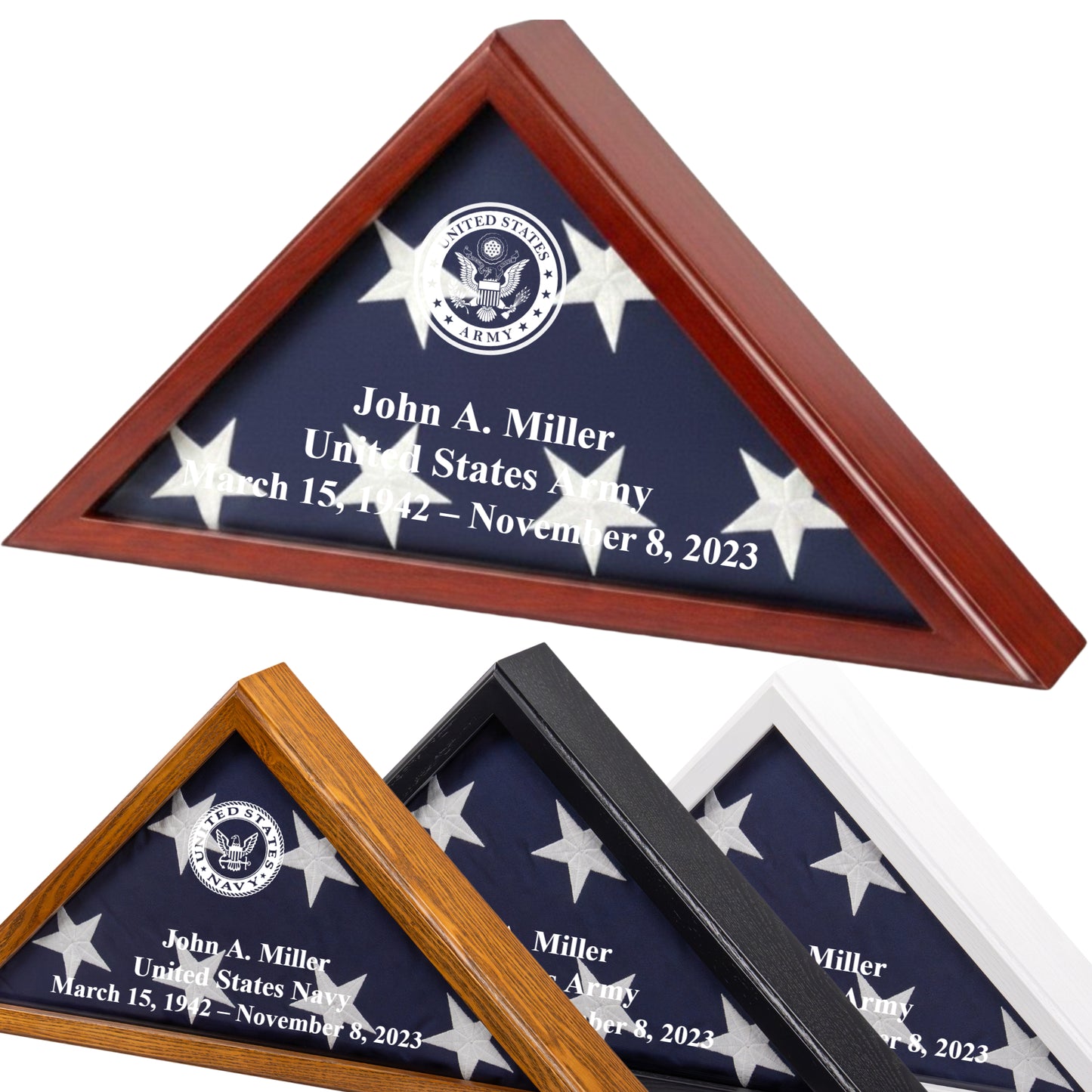 Personalized Flag Display Case for 5' x 9.5' Flag – All Military Branches Available, Veteran Memorial Display Case with Glass Front