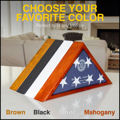 Personalized Army Flag Display Case with Engraving — Officially Licensed by U.S. Army, Solid Wood White, Fits 5'x9.5' Flag