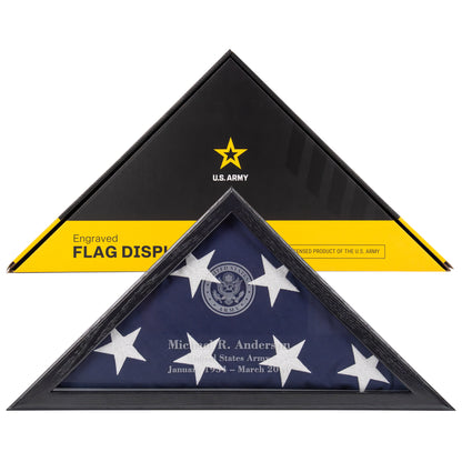 Personalized Army Flag Display Case with Engraving — Officially Licensed by U.S. Army, Solid Wood Black, Fits 5'x9.5' Flag