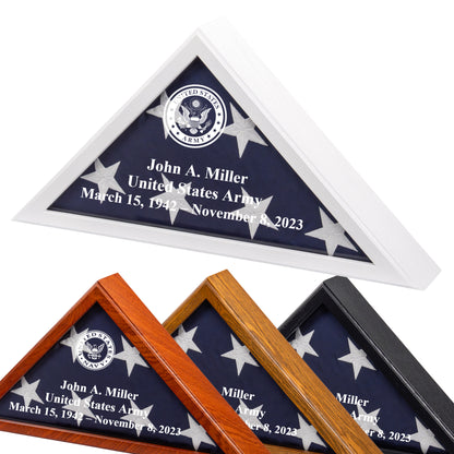 Personalized Flag Display Case for 5' x 9.5' Flag – All Military Branches Available, Veteran Memorial Display Case with Glass Front